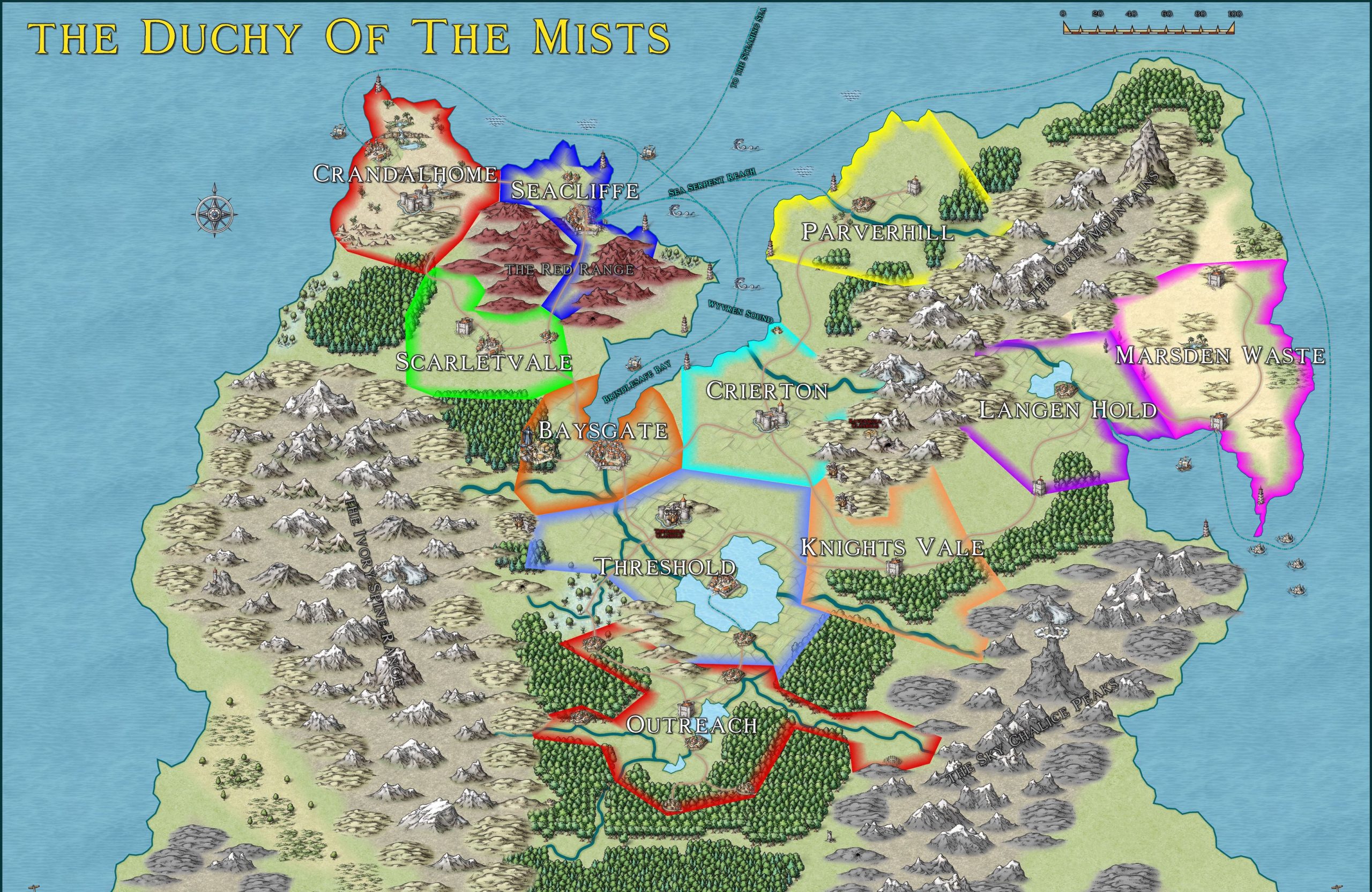 TTRPG Map - The Duchy of the Mists - My Homebrew Setting